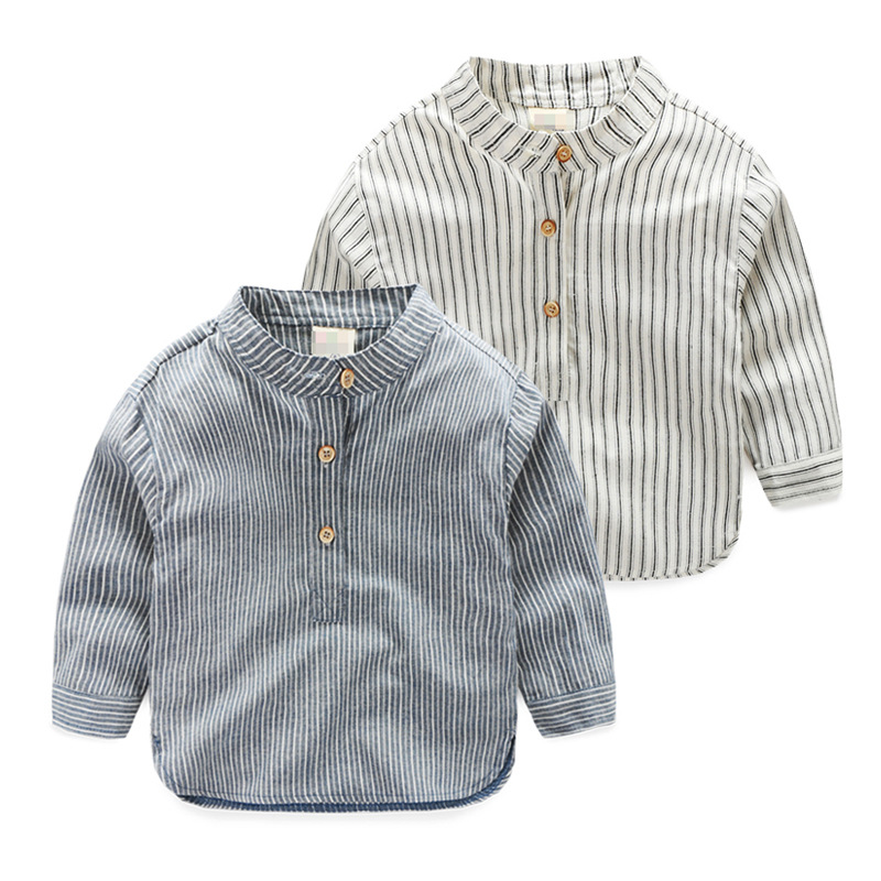 YE2330秋ストライプは襟キッズボーイズシャツ-キッズ服　シャツ、トップス問屋・仕入れ・卸・卸売り