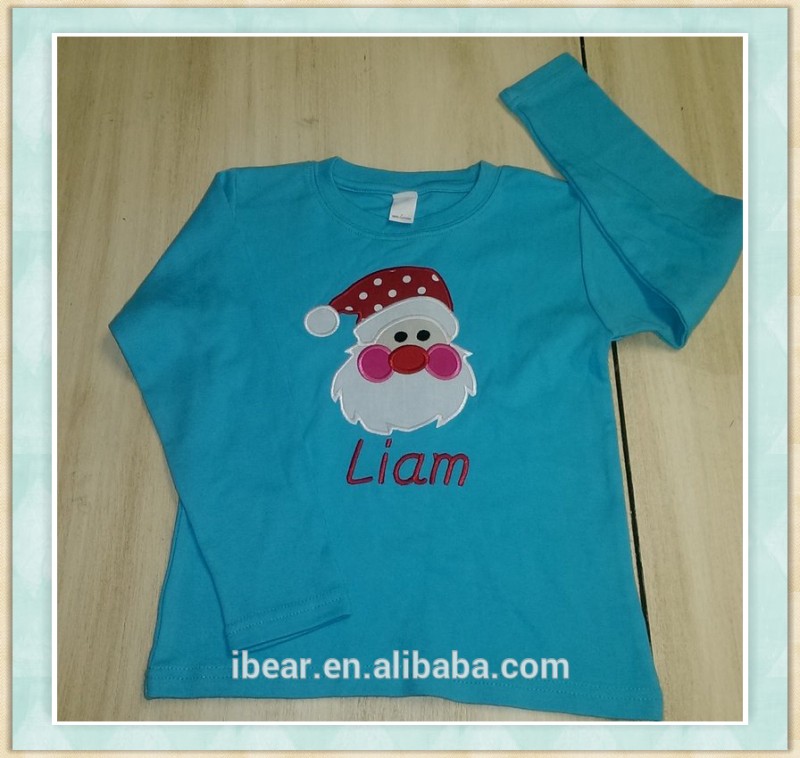 新しいデザイン男の子ブティック服アイシングフリルラグランtシャツ男の子のサンタシャツでdiyモノグラム刺繍入りフリルシャツ-キッズ服　シャツ、トップス問屋・仕入れ・卸・卸売り