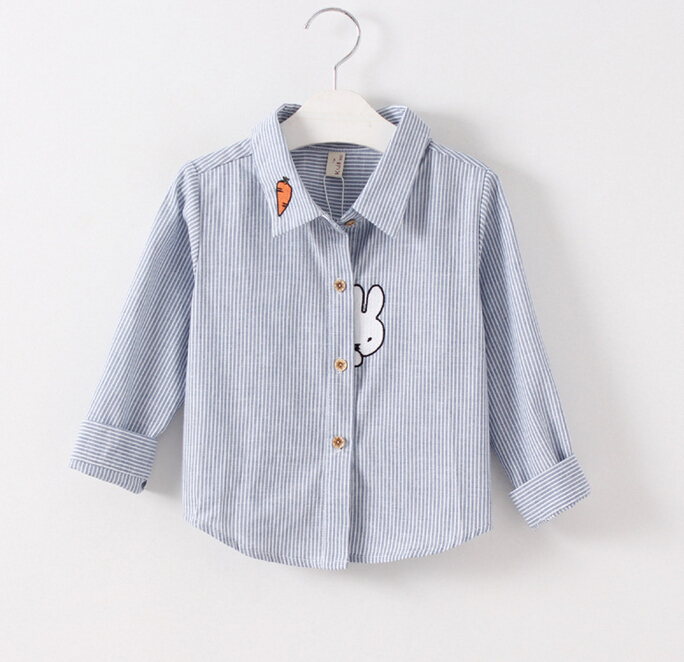 ウサギのデザイン女の子の韓国デザインシャツロングスリーブシンプルトップス-キッズ服　シャツ、トップス問屋・仕入れ・卸・卸売り