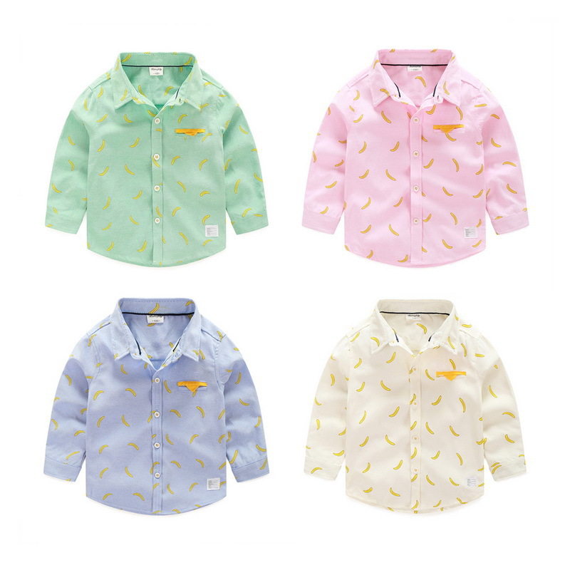 YE2291秋2016印刷バナナ長袖スポーツ男の子シャツ-キッズ服　シャツ、トップス問屋・仕入れ・卸・卸売り