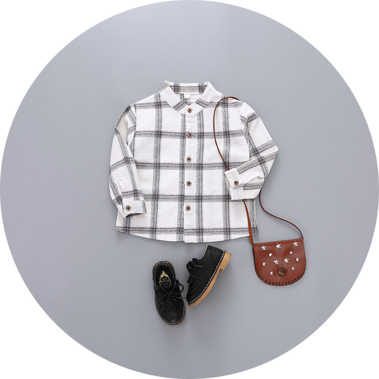 YE2365秋子供シャツチェック柄ファッション男の子シャツトップス-キッズ服　シャツ、トップス問屋・仕入れ・卸・卸売り