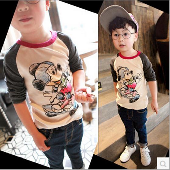 2016子供服男の子用漫画プリントトップス長袖-キッズ服　シャツ、トップス問屋・仕入れ・卸・卸売り