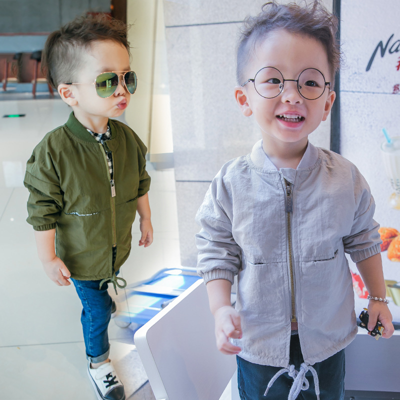 YET6007無地ラウンドネック子供ジャケット子供コート-キッズ服　シャツ、トップス問屋・仕入れ・卸・卸売り
