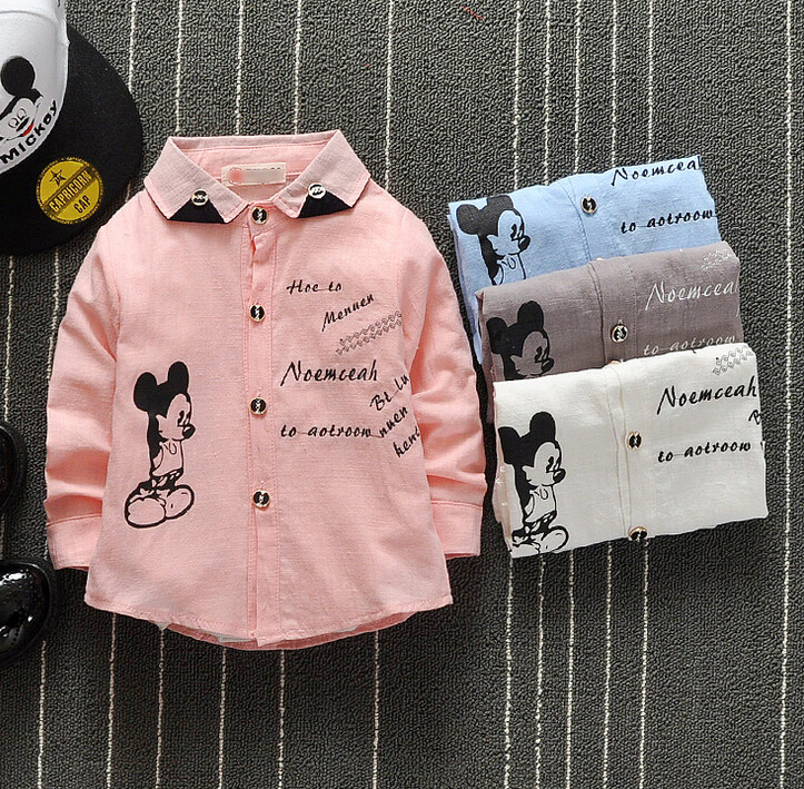 韓国ファッション男の子長袖シャツで漫画デザイン-キッズ服　シャツ、トップス問屋・仕入れ・卸・卸売り
