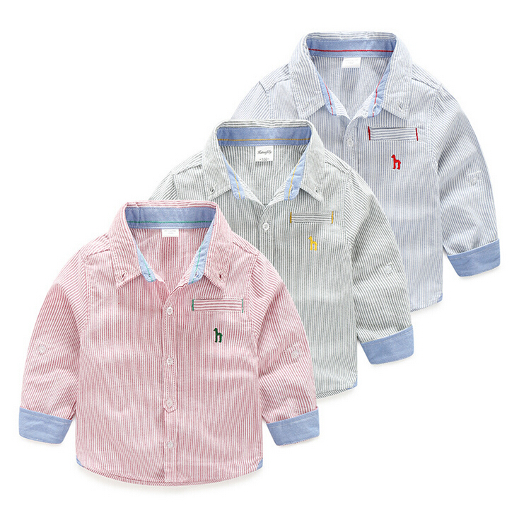 最新スタイル縦ストライプシャツ用キッズ男の子-キッズ服　シャツ、トップス問屋・仕入れ・卸・卸売り