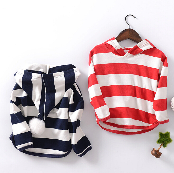 かわいいストライプhoodes用男の子パーカーフード付き-キッズ服　シャツ、トップス問屋・仕入れ・卸・卸売り