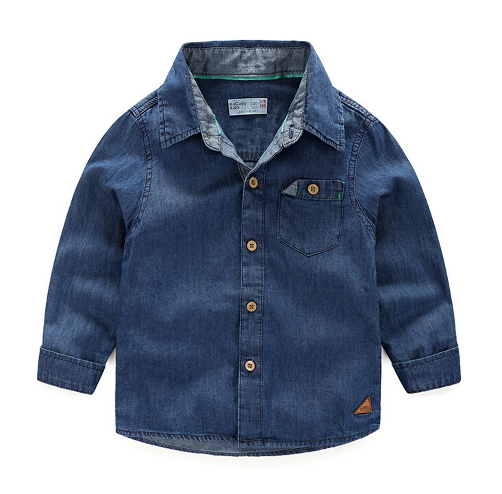 最新の秋の子供シャツブラウスデニムデザインロングスリーブ-キッズ服　シャツ、トップス問屋・仕入れ・卸・卸売り