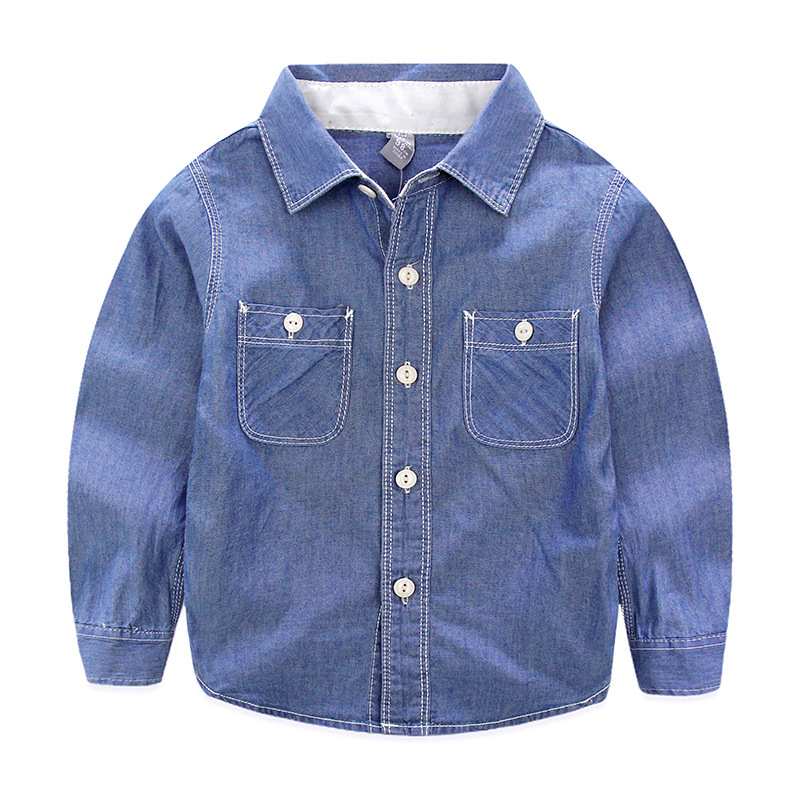 YE2327Autumn新しいスタイル男の子デニムシャツ長袖子供のシャツ-キッズ服　シャツ、トップス問屋・仕入れ・卸・卸売り
