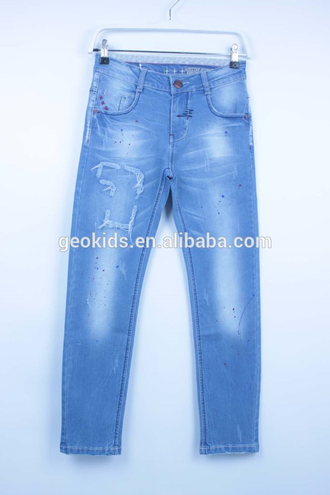 男の子ファッションスタイル漂白洗浄ジーンズを破壊する-キッズ服　ジーンズ問屋・仕入れ・卸・卸売り