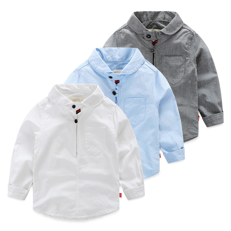 YE2320秋白いシャツラウンドネックカジュアル子供男の子シャツ-キッズ服　シャツ、トップス問屋・仕入れ・卸・卸売り