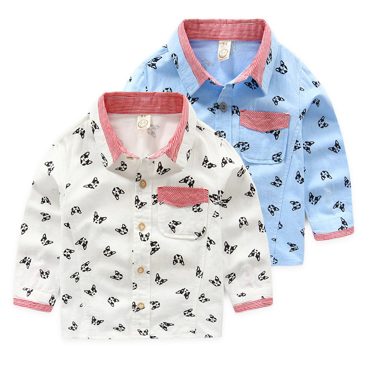 YE2316秋2016カジュアル長袖犬印刷子供男の子シャツ-キッズ服　シャツ、トップス問屋・仕入れ・卸・卸売り