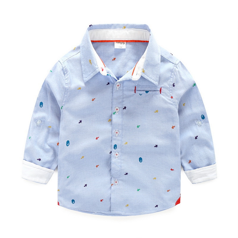 YE2287秋2016フルプリント星コットン長袖男の子シャツ-キッズ服　シャツ、トップス問屋・仕入れ・卸・卸売り