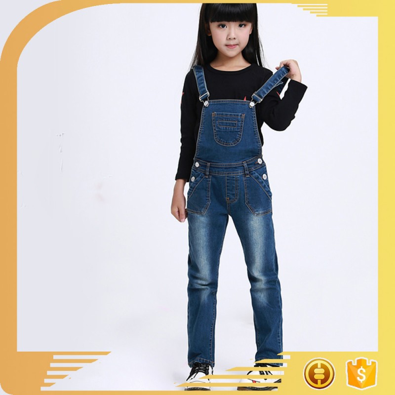 ファッションデザインの女の子サスペンダージーンズhandblash金属ボタンジーンズ-キッズ服　ジーンズ問屋・仕入れ・卸・卸売り