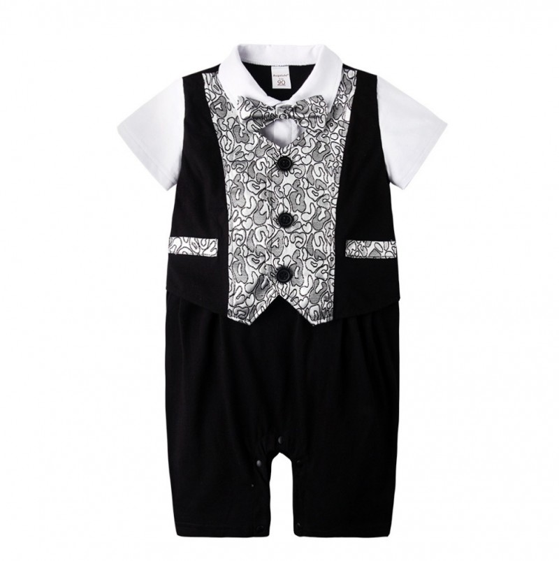 YF7297新しいスタイル春夏2016紳士蝶ネクタイベビーロンパース服-キッズ服　シャツ、トップス問屋・仕入れ・卸・卸売り