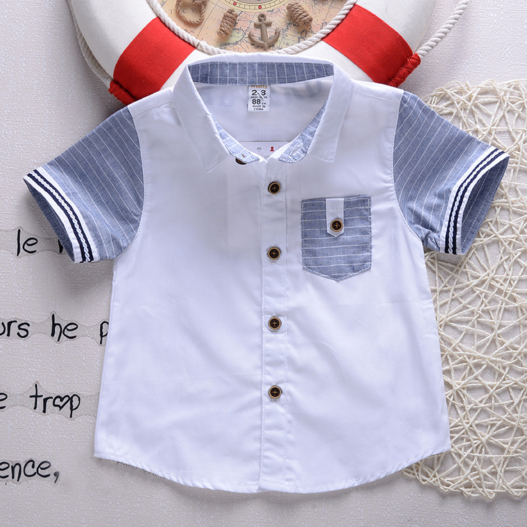 YE2141子供シャツ夏2016純粋な綿の男の子シャツ半袖-キッズ服　シャツ、トップス問屋・仕入れ・卸・卸売り