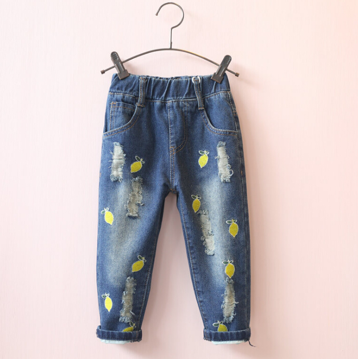 2016最新ジーンズ女の子のための美しいデニムパンツさざ波デザイン-キッズ服　ジーンズ問屋・仕入れ・卸・卸売り