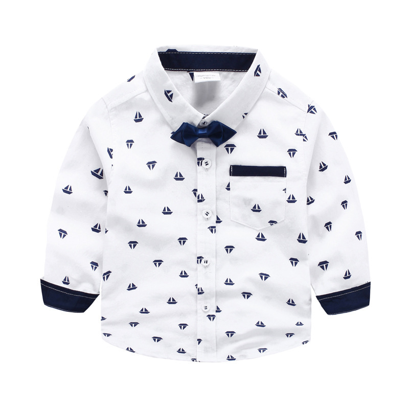 YE2290秋印刷長袖カジュアル男の子シャツ-キッズ服　シャツ、トップス問屋・仕入れ・卸・卸売り
