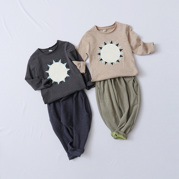 YE2091新しいスタイル2016子供服プリント太陽男の子女の子tシャツ-キッズ服　シャツ、トップス問屋・仕入れ・卸・卸売り