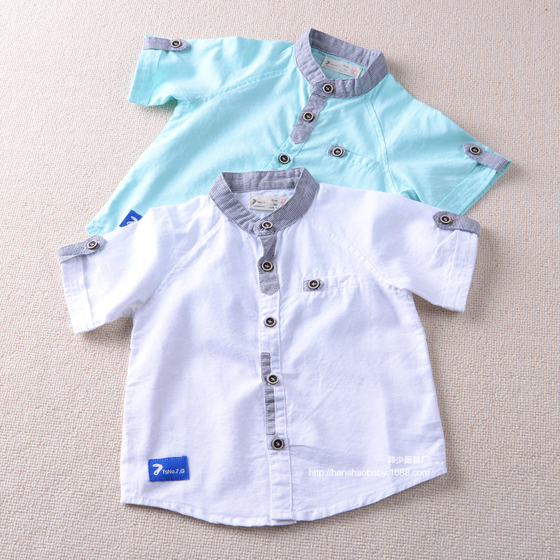 YE2115夏2016純粋な色子供シャツ半袖男の子服-キッズ服　シャツ、トップス問屋・仕入れ・卸・卸売り