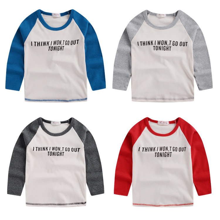 YE2033春2016子供tシャツ手紙印刷盛り合わせ色コットン男の子女の子パーカー-問屋・仕入れ・卸・卸売り