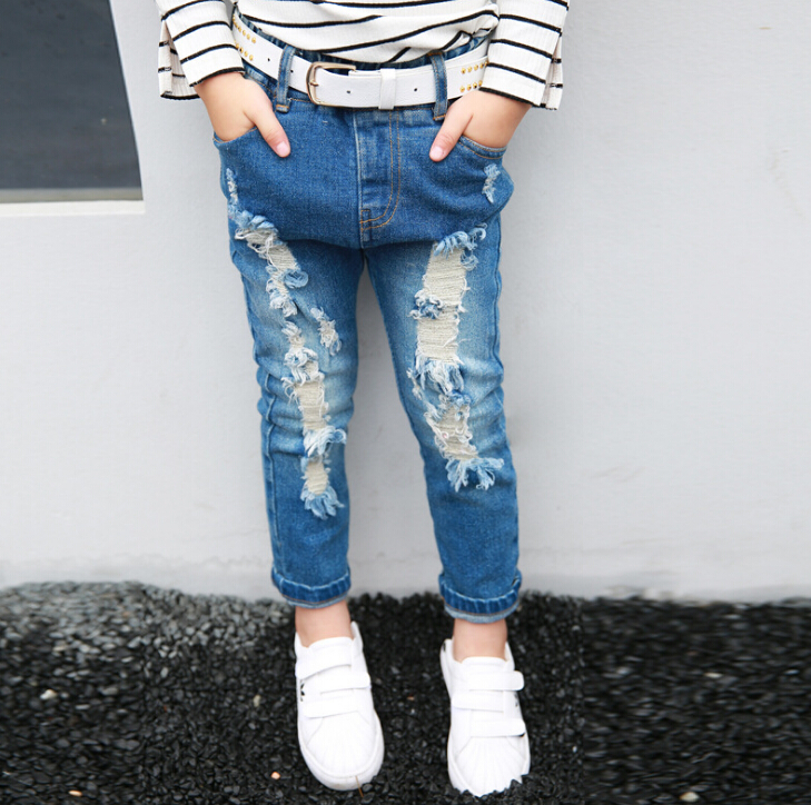 最新の穴ジーンズ用女の子秋ジャンズボン-キッズ服　ジーンズ問屋・仕入れ・卸・卸売り