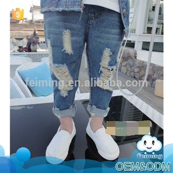 良い品質子パンツ卸売いいえブランドスクラップジーンズパンツ名前女の子ファッション新しいモデル女の子破れたジーンズ-キッズ服　ジーンズ問屋・仕入れ・卸・卸売り