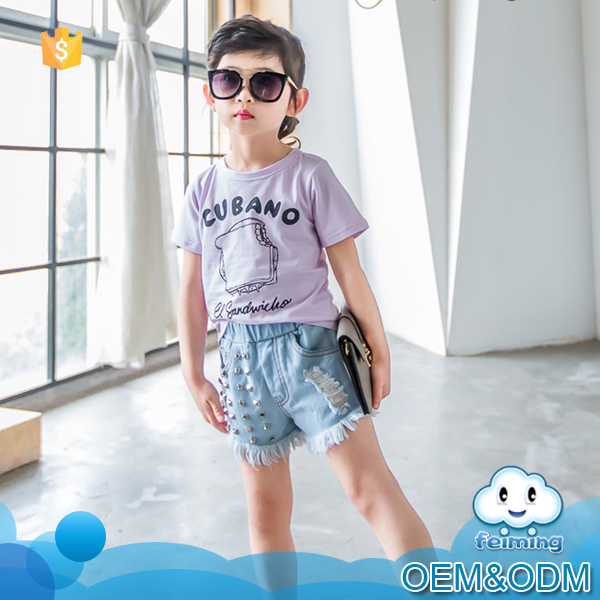 2016夏の子供デニムジーンズ広州メーカー新しいファッション服韓国デザインパンツ女の子摩耗ビーチショートパンツ-キッズ服　ジーンズ問屋・仕入れ・卸・卸売り