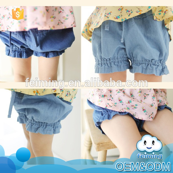 最新のdeisgn卸売ベビー服夏ファンシー女の子ショートフリル子供ファッションブランドデニムジーンズ-キッズ服　ジーンズ問屋・仕入れ・卸・卸売り