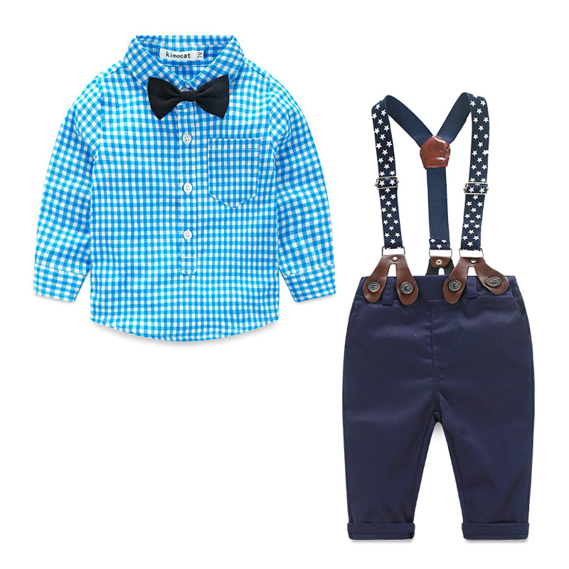Yf7083hottest! ベビーブティック衣類の綿の格子縞の男の子服セット-キッズ服　セット問屋・仕入れ・卸・卸売り