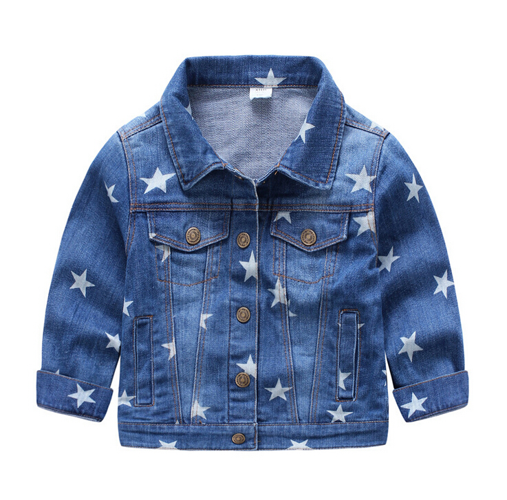 星プリント男の子デニムコート用秋-キッズ服　コート問屋・仕入れ・卸・卸売り