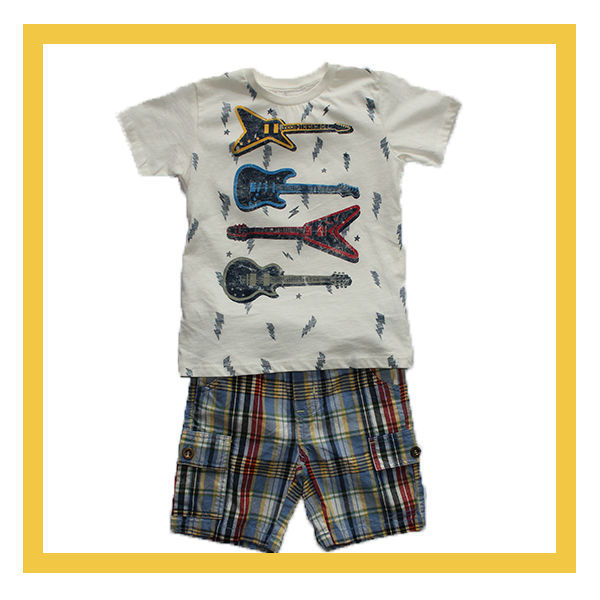 夏の子供の服のセット、 二枚-キッズ服　セット問屋・仕入れ・卸・卸売り