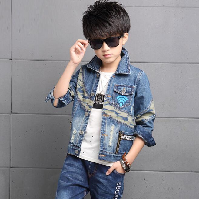 Zm31351aプリント子ジャケットブレザー男の子デニムコート-プラスサイズコート問屋・仕入れ・卸・卸売り