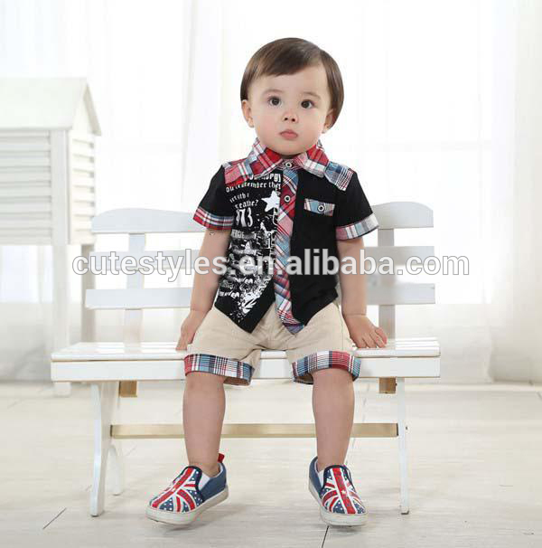 ベビースーツ子供セット幼児衣装男の子スーツ子供服黒シャツ夏ショートパンツ子供セットCS40527-5-キッズ服　セット問屋・仕入れ・卸・卸売り