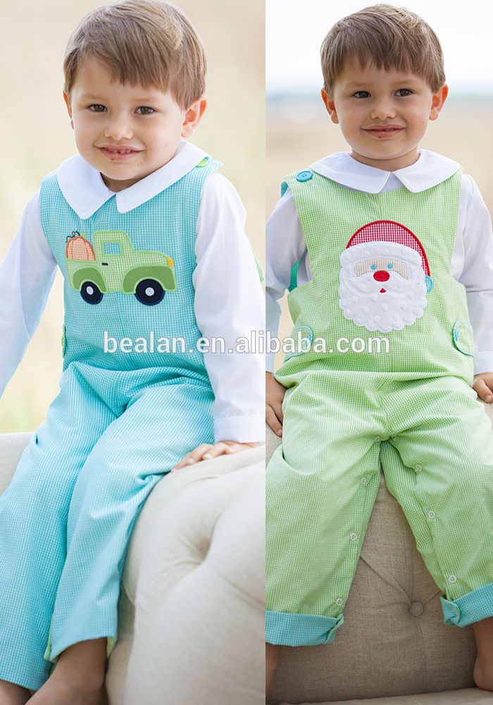 ブティックの子供2015longalls少年サンタクリスマスアップリケ-キッズ服　セット問屋・仕入れ・卸・卸売り