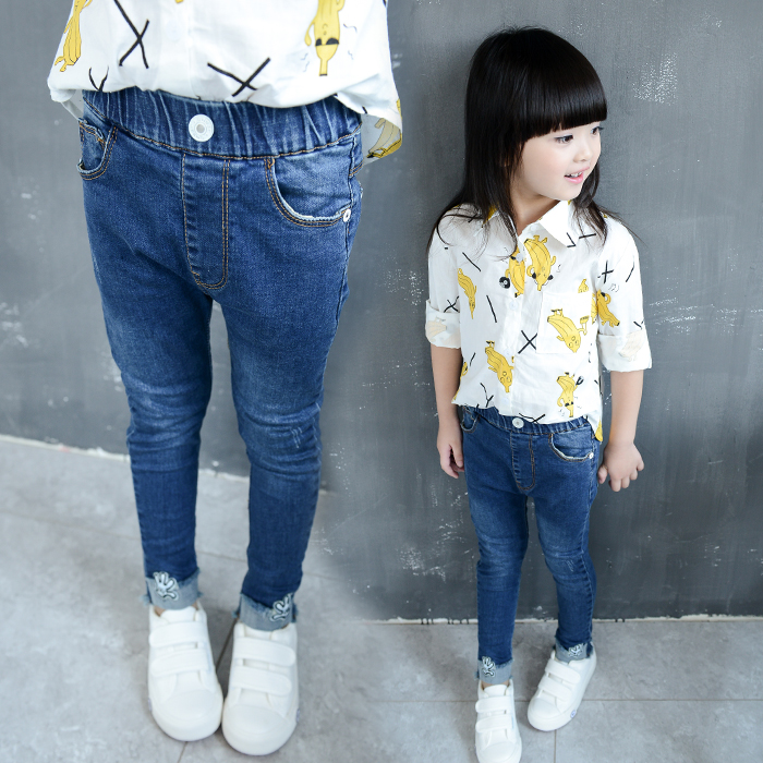 カスタム秋新製品スリム新しいスタイルのファッションの女の子ジーンズ中国で-キッズ服　ジーンズ問屋・仕入れ・卸・卸売り