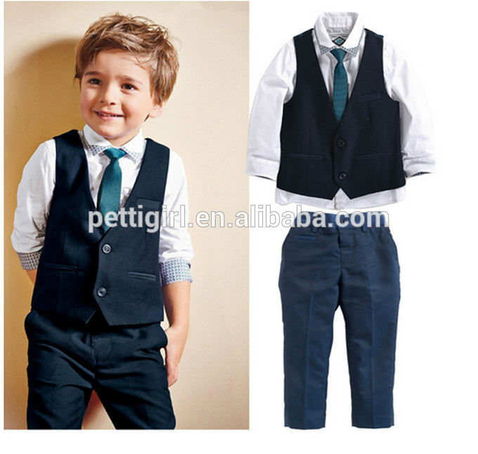 2016熱い販売男の子服セット デニム ハンサム少年スーツ紳士フォーマル ベスト チョッキ子供着用4 ピース/セット CS41223-19-キッズ服　セット問屋・仕入れ・卸・卸売り