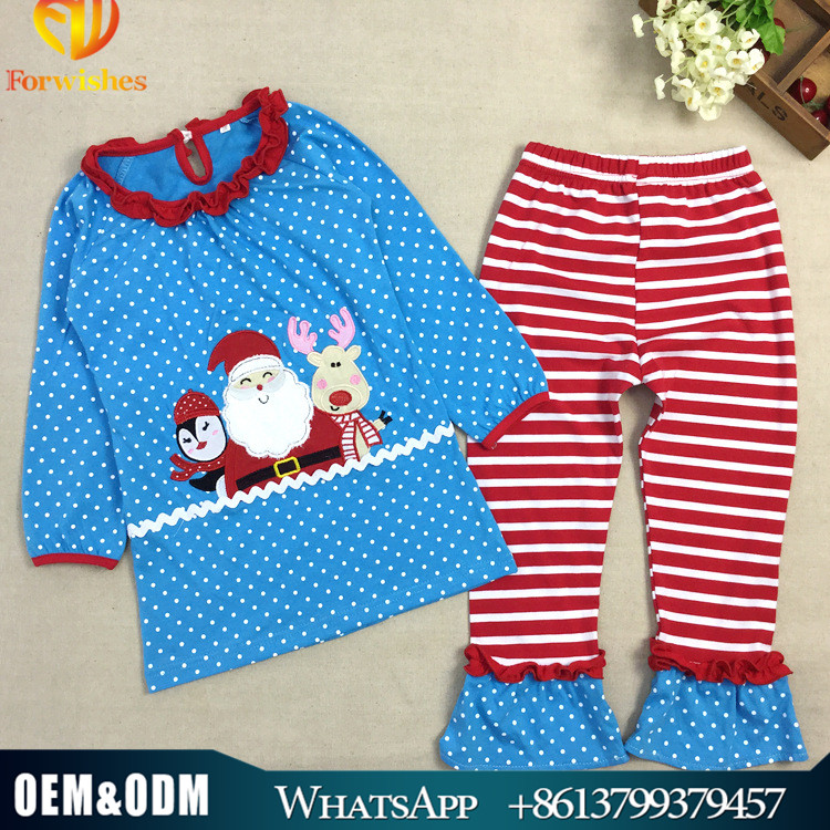 の子供ブティックの服卸売2016buleサンタクロースクリスマス衣装の女の子-キッズ服　セット問屋・仕入れ・卸・卸売り