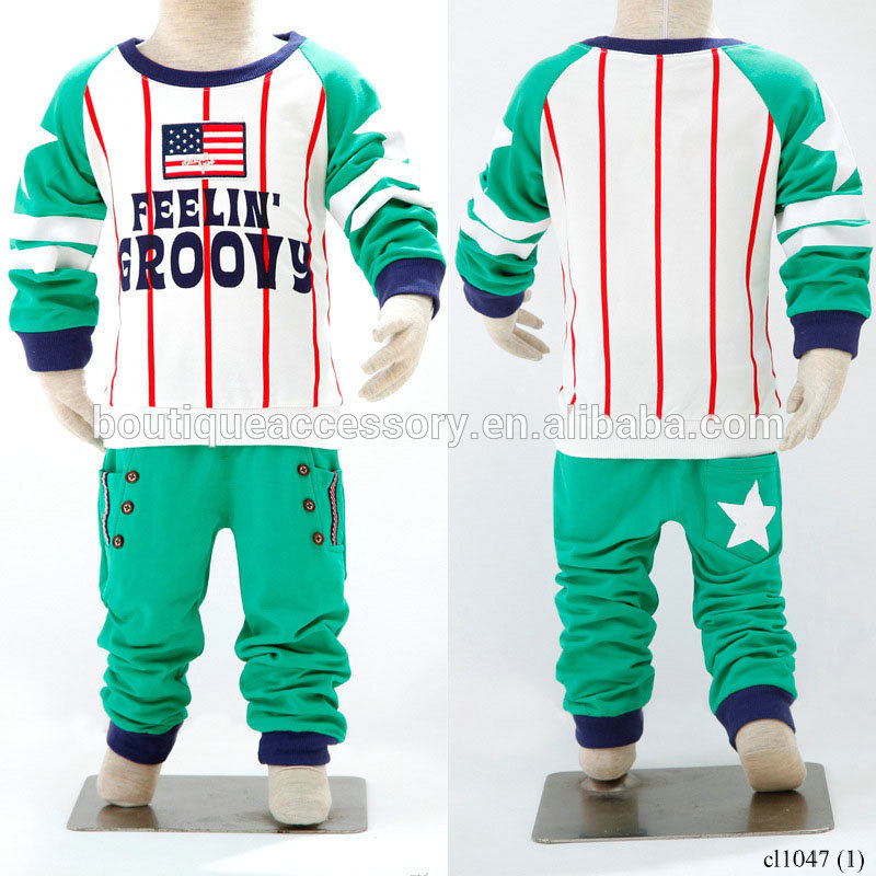 秋の子供パーソナライズカジュアルスポーツトレンドセーター服セット-キッズ服　セット問屋・仕入れ・卸・卸売り