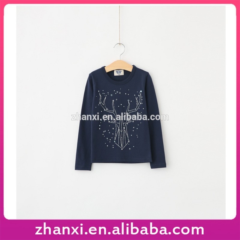プリティカジュアルネイビー長袖綿男の子子供子供漫画tシャツプリント-キッズ服　Tシャツ問屋・仕入れ・卸・卸売り
