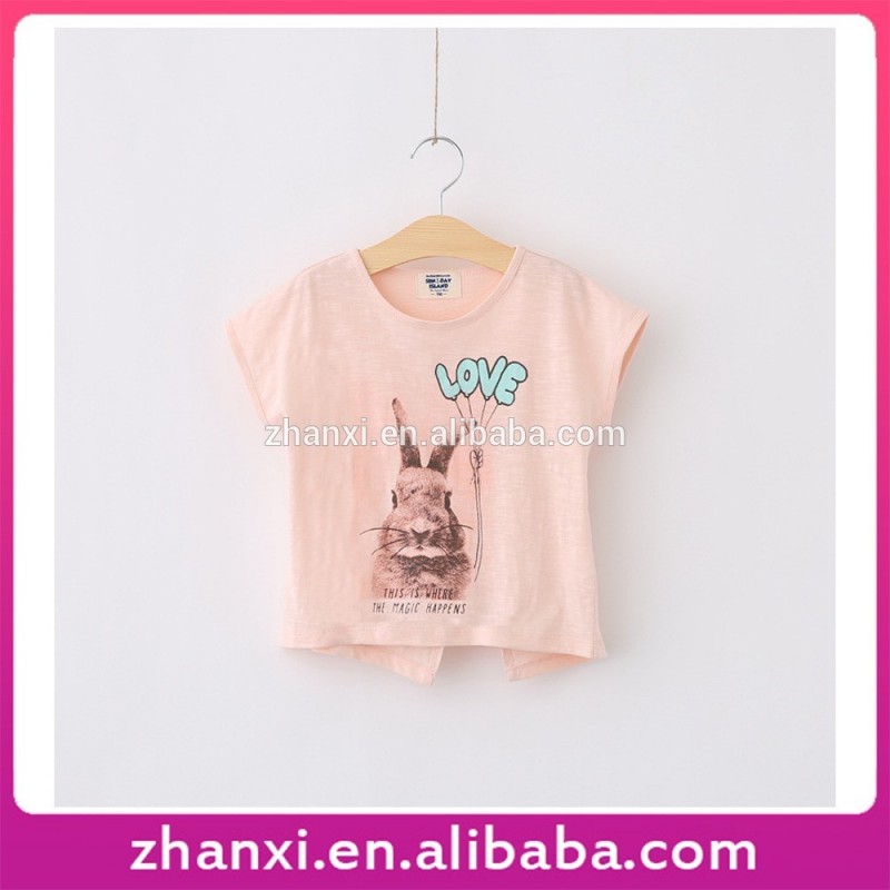プリティ素敵なピンクのウサギ綿キッズ漫画甘い女の子tシャツ卸売-キッズ服　Tシャツ問屋・仕入れ・卸・卸売り