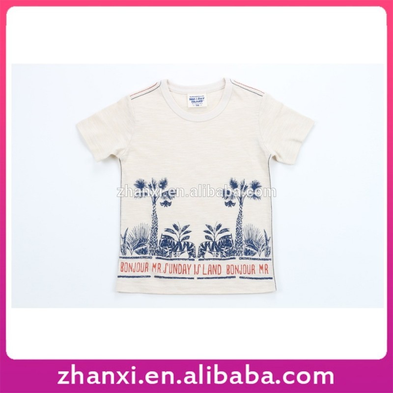 プリティカジュアルホワイトコットンココナッツ男の子半袖子供tシャツ工場-キッズ服　Tシャツ問屋・仕入れ・卸・卸売り