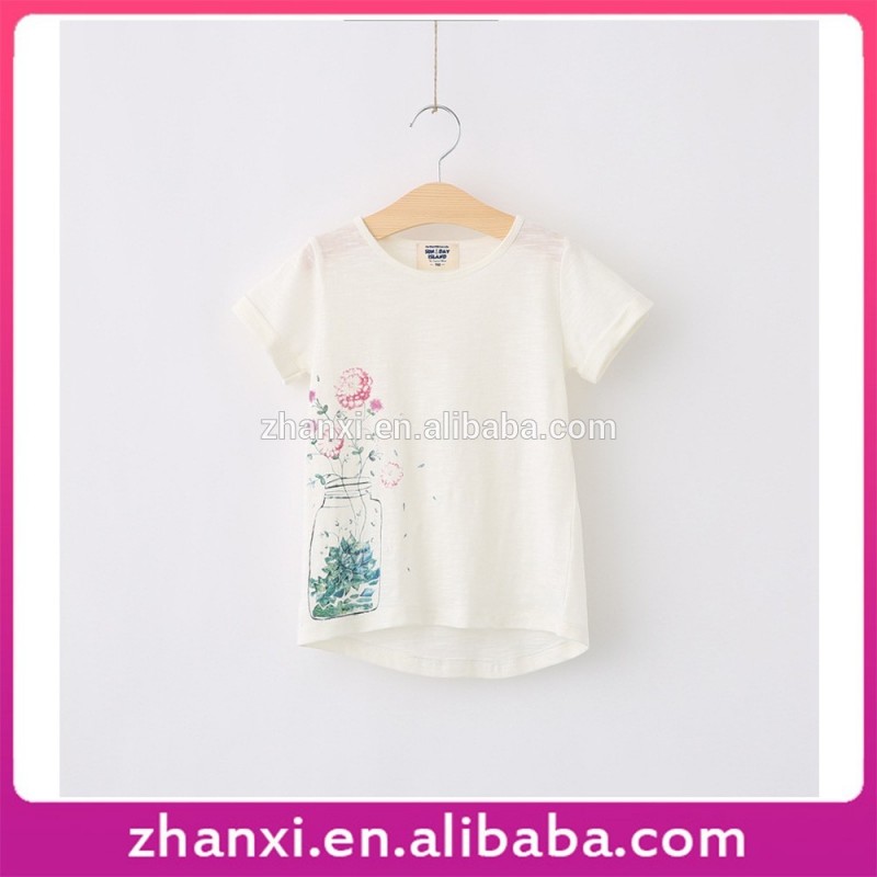 かなりカジュアルホワイト女の子ファンシー子供固体スタイリッシュなtシャツ卸売-キッズ服　Tシャツ問屋・仕入れ・卸・卸売り