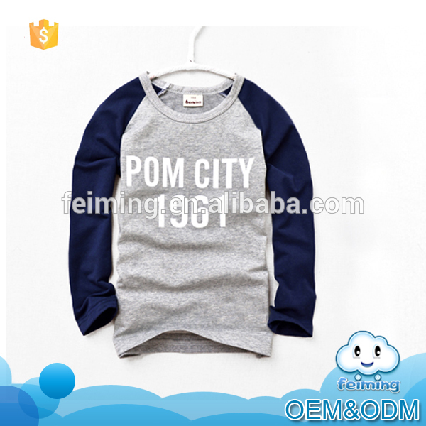 子供服卸売男の子服手紙平野コットン ソフト カジュアル ロング スリーブ カスタム tシャツ印刷-キッズ服　Tシャツ問屋・仕入れ・卸・卸売り