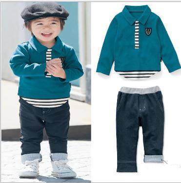 2016秋子供男の子ファッション服衣装、子供カジュアルブティック服セット、ポロtシャツ+ズボン-問屋・仕入れ・卸・卸売り