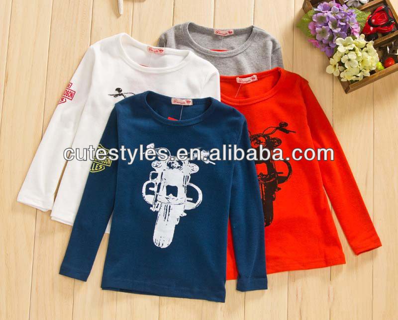 ファッションの男の子カジュアルシャツロングスリーブtシャツの子供アクティブウェアキッズプルオーバーbt40320-4ラウンドネックシャツ-キッズ服　Tシャツ問屋・仕入れ・卸・卸売り