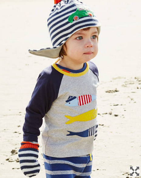 魚のデザイン男の子ロングスリーブ新しいtシャツ-キッズ服　Tシャツ問屋・仕入れ・卸・卸売り