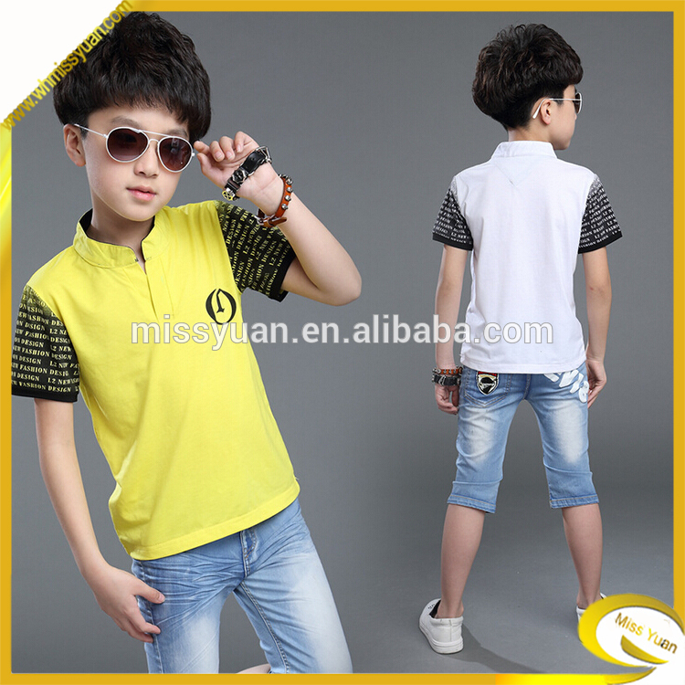 新しいスタイルのショートスリーブv- 首の高専少年t- シャツの服-キッズ服　Tシャツ問屋・仕入れ・卸・卸売り