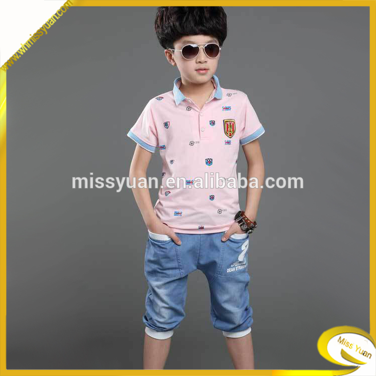 ホット販売新しいスタイル100%綿の男の子半袖tシャツスーツ用キッド-キッズ服　Tシャツ問屋・仕入れ・卸・卸売り