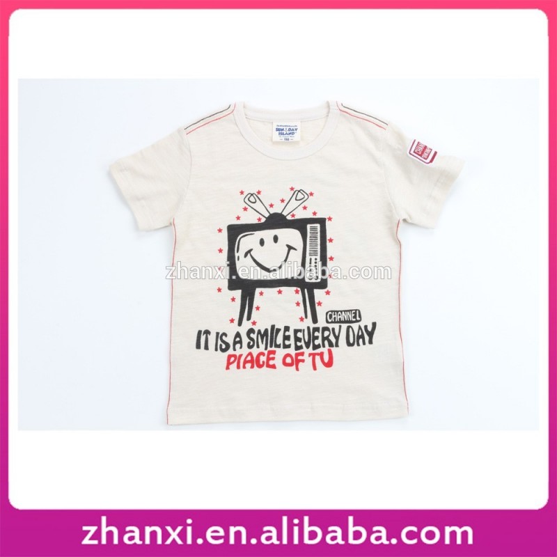夏ファンシープリントスマイリー男の子子供漫画tシャツ子供-キッズ服　Tシャツ問屋・仕入れ・卸・卸売り