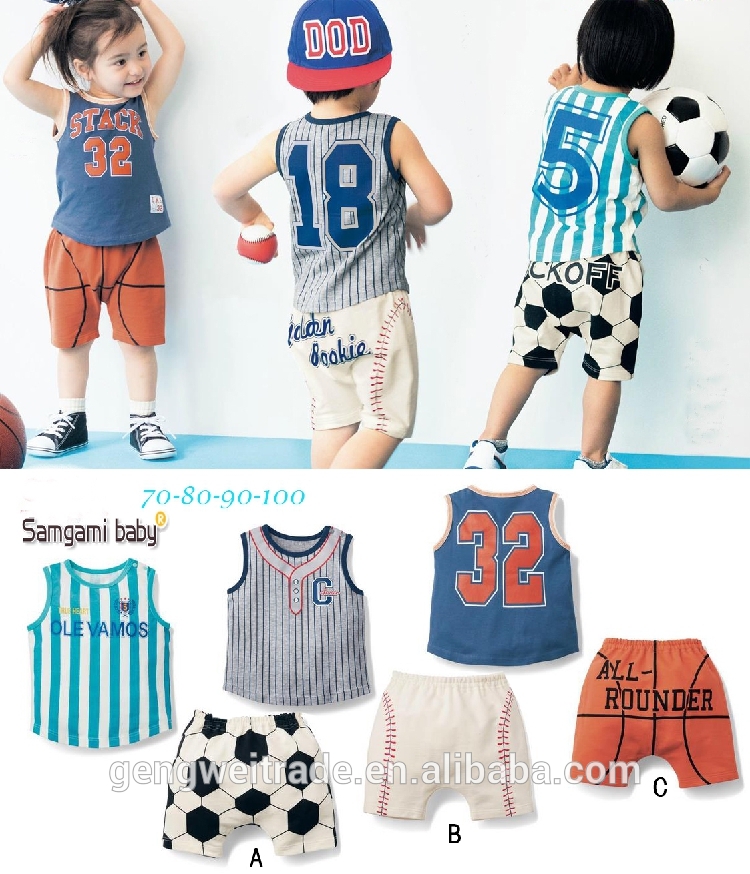 2016新しいデザイン子供レジャースーツスポーツ摩耗ベビー服夏コットン男の子服セット-キッズ服　セット問屋・仕入れ・卸・卸売り